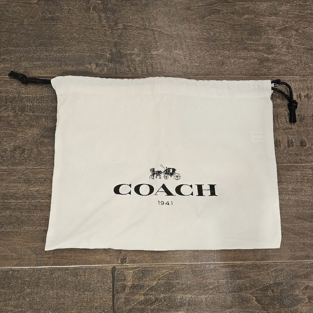 Coach Black Logo White Dust Bag with Black Cord 11.5" X 8"